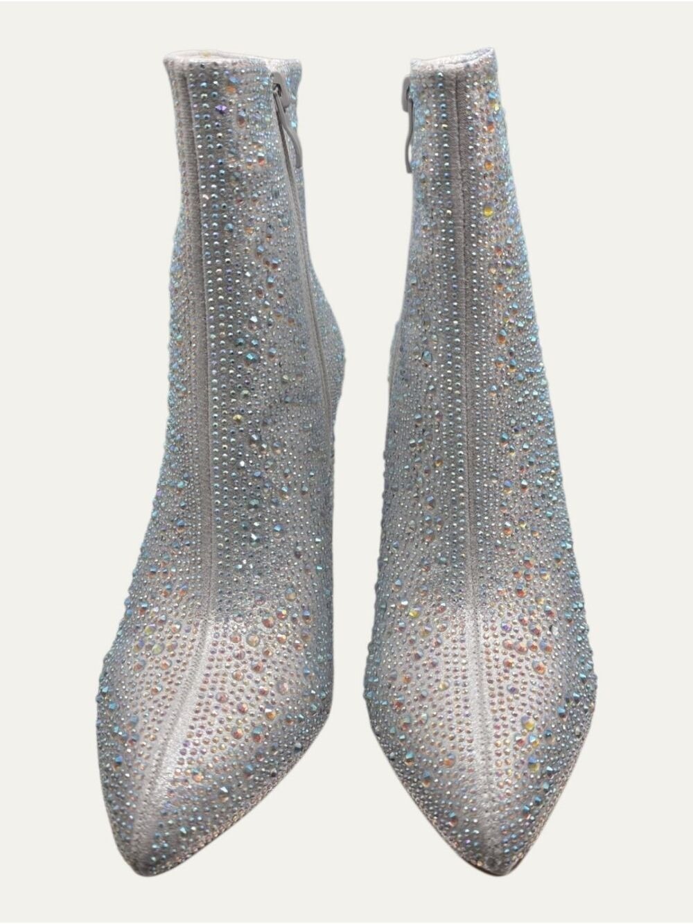 Top Moda Silver Rhinestone Ankle Boots 7.5 NIB Western Glam Holiday Party